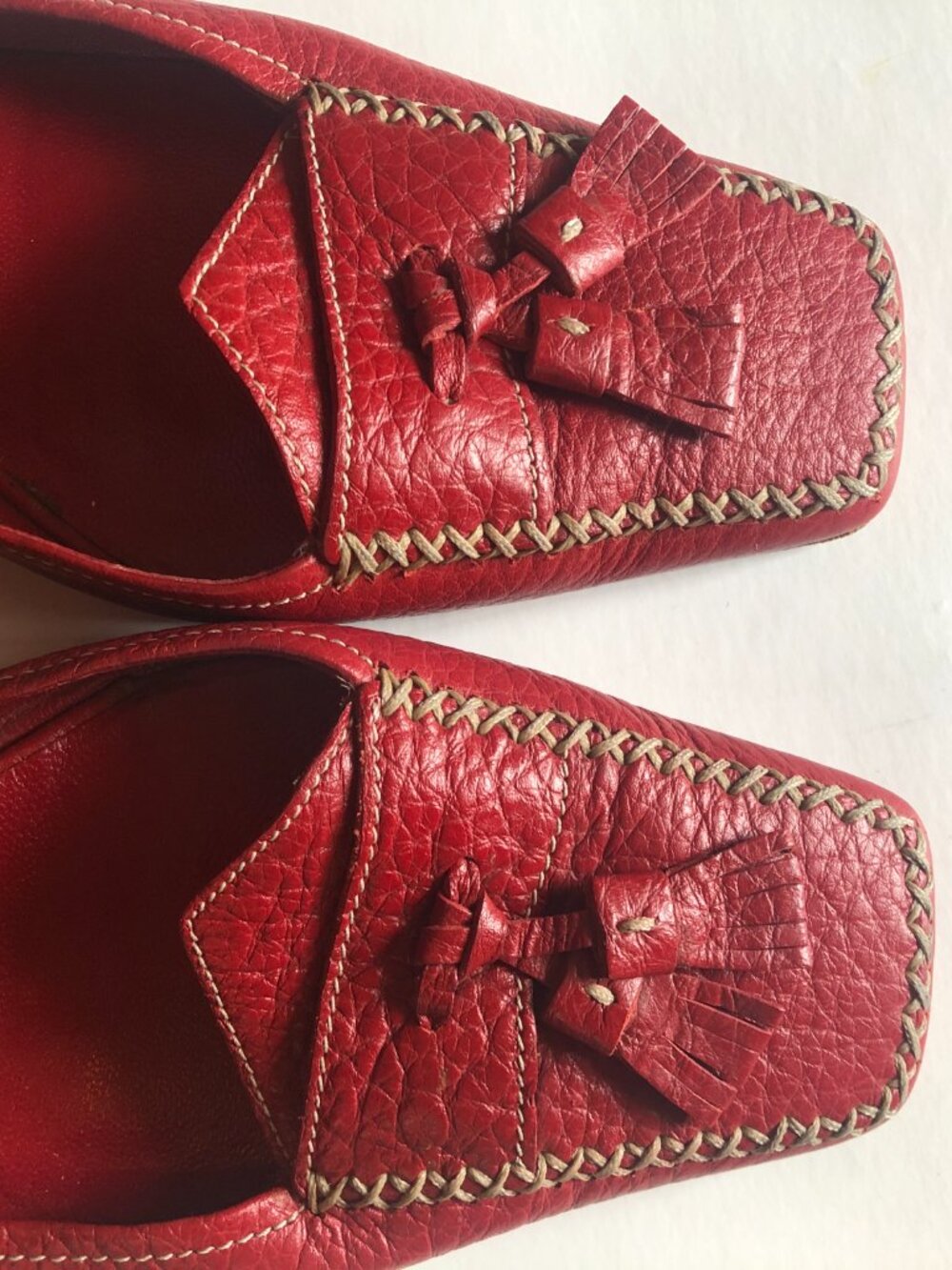 Prada vintage 1990s y2k red kitten heel tassel mules - Picture 3 of 9